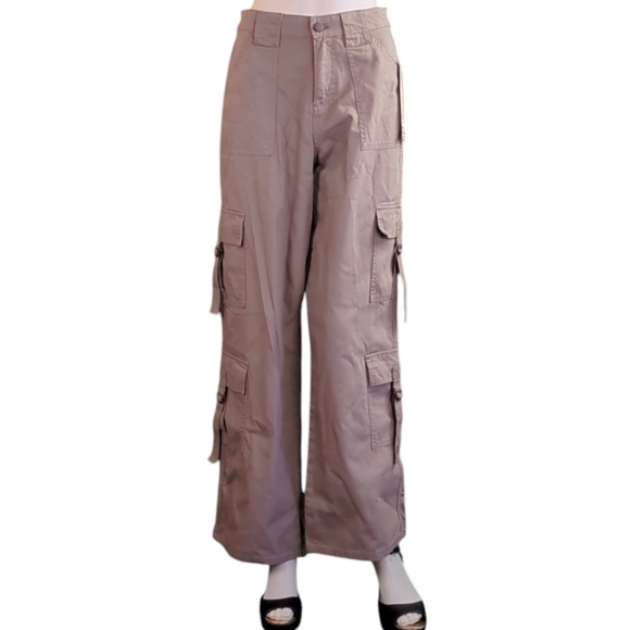 Wide Leg Cargo Pants, High Waist No Boundaries 100% Cotton - Picture 5 of 14